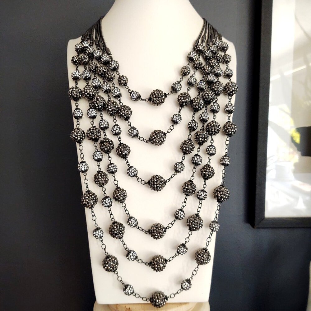 Chico's limited edition Misty Night dramatic 6 strand necklace